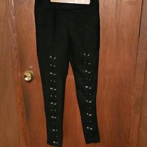 NEW Black Lace-Up Leggings SIZE LARGE